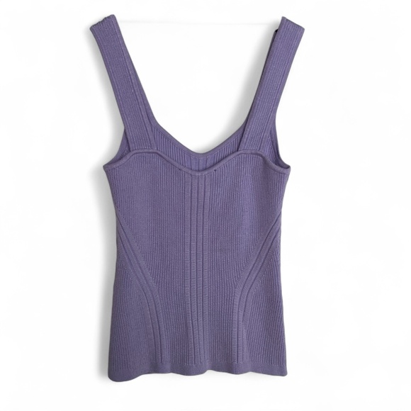 WHBM White House Black Market Fitted Ribbed Tank Top Lavender Small NWT Stretchy - Picture 6 of 9
